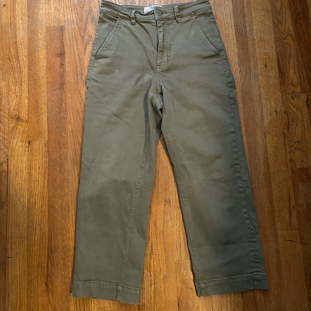 Everlane Green Straight Leg Crop Pants